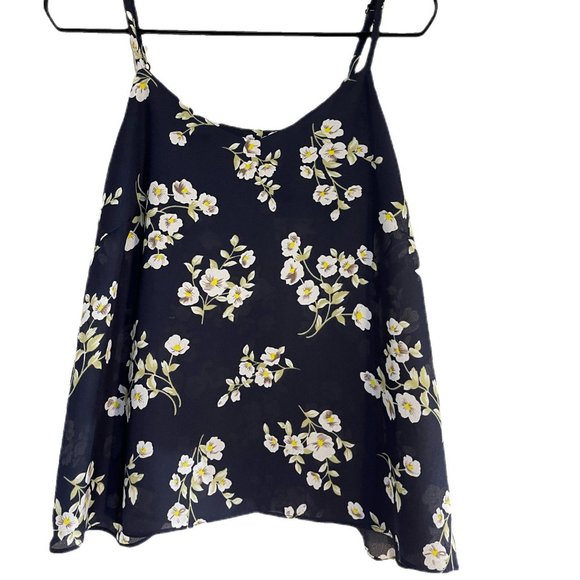 Gorgeous Navy Tank with White/Cream Flowers - Picture 1 of 3